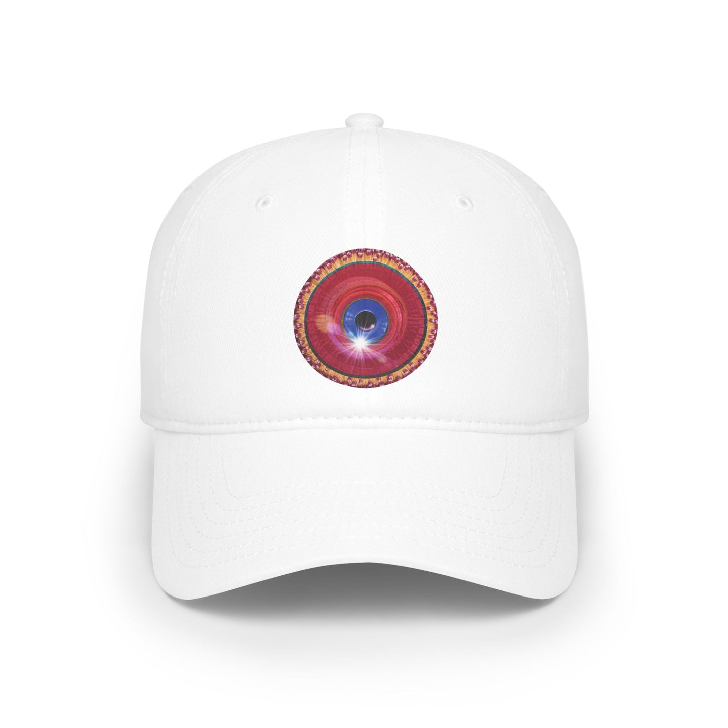 Lumpy Donut Baseball Cap - "Solitary Flour Donut Cap" - vivid red donut w/