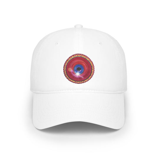 Lumpy Donut Baseball Cap - "Solitary Flour Donut Cap" - vivid red donut w/