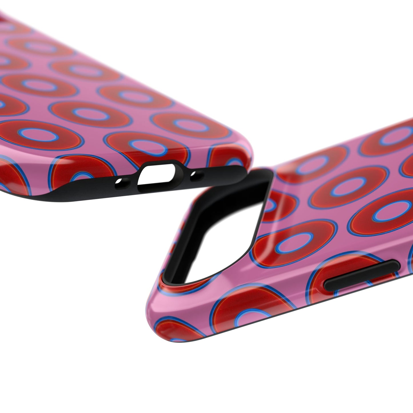 Impact-Resistant Lumpy Donut Case - red vivid donut print w/pink background