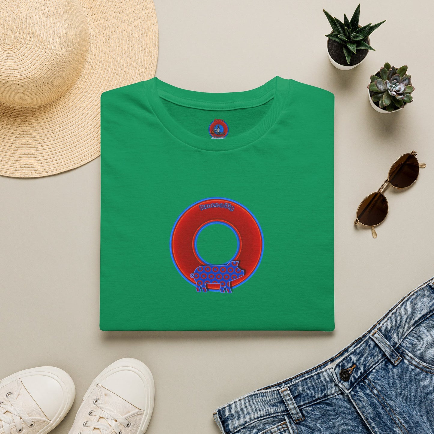 Classic Donut Tee - Unisex Soft-Style - "Guyute's Ugly Donut" - vivid red/blue donut - variant 1