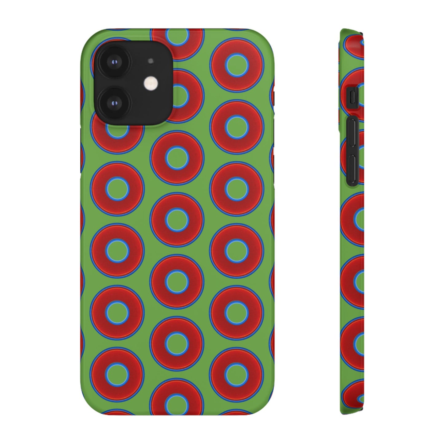 <Lumpy Donut Snap Case - red vivid donut print w/light green background