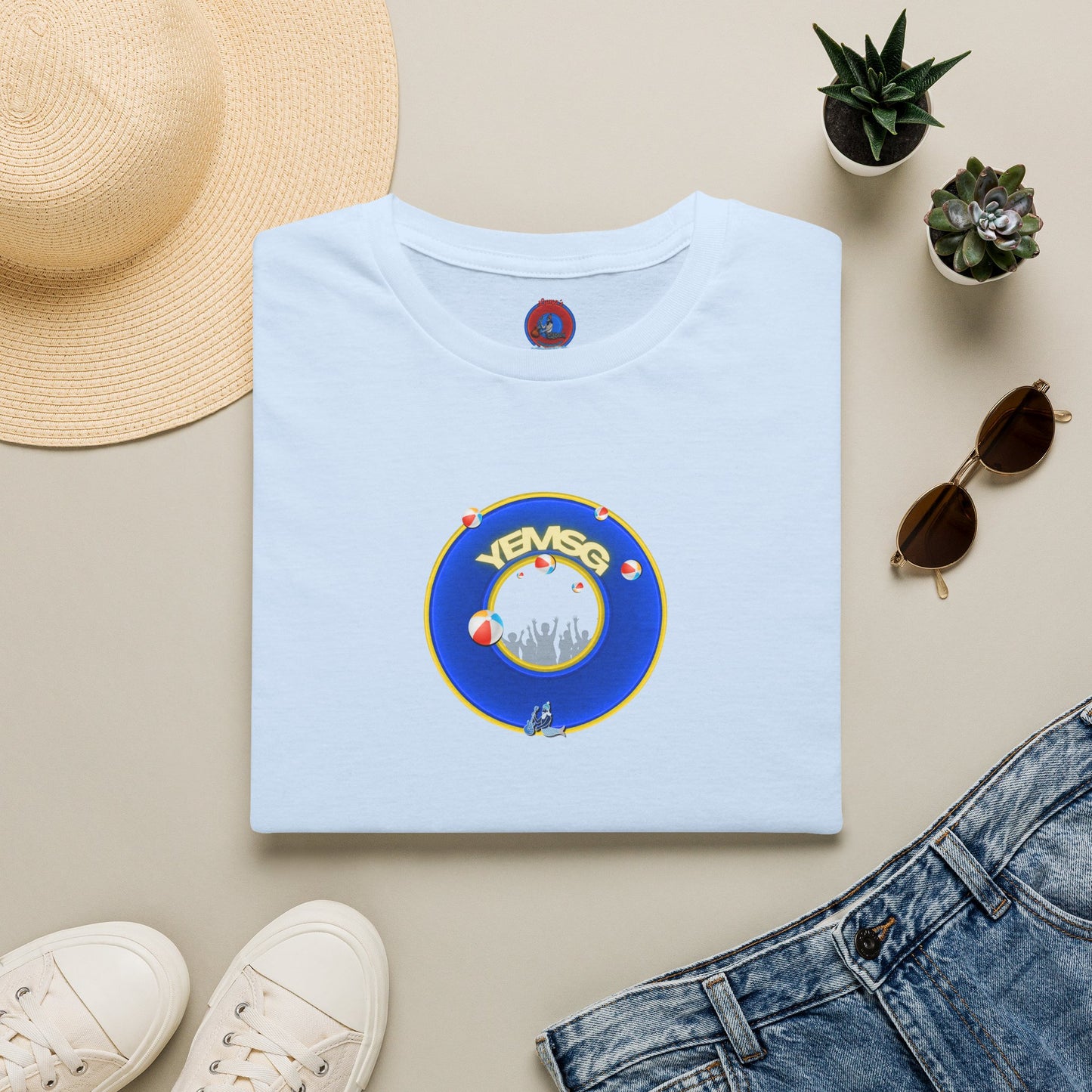 Donut Tee - Unisex Soft-Style - "The Donut's Secret Ingredient? MSG" - vivid blue/yellow donut - variant 2