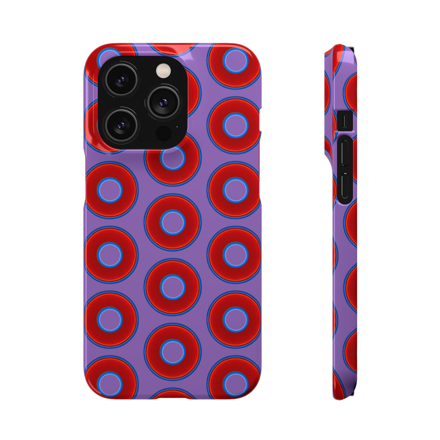 Lumpy Donut Snap Case - red vivid donut print w/light purple background