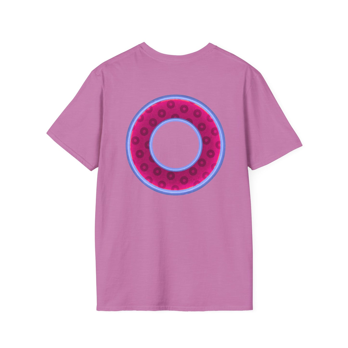 Plain Donuts/Unisex Soft-Style - "Plain Wide Mouthed Paradoxical Donuts" - dark magenta/light blue donuts