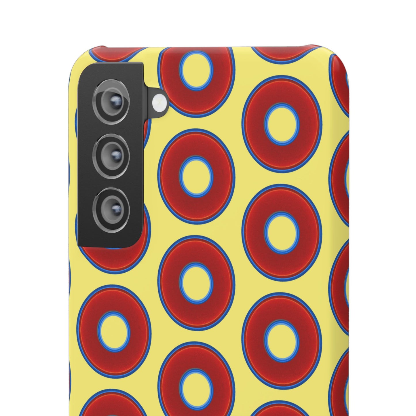 Lumpy Donut Snap Case - red vivid donut print w/yellow background