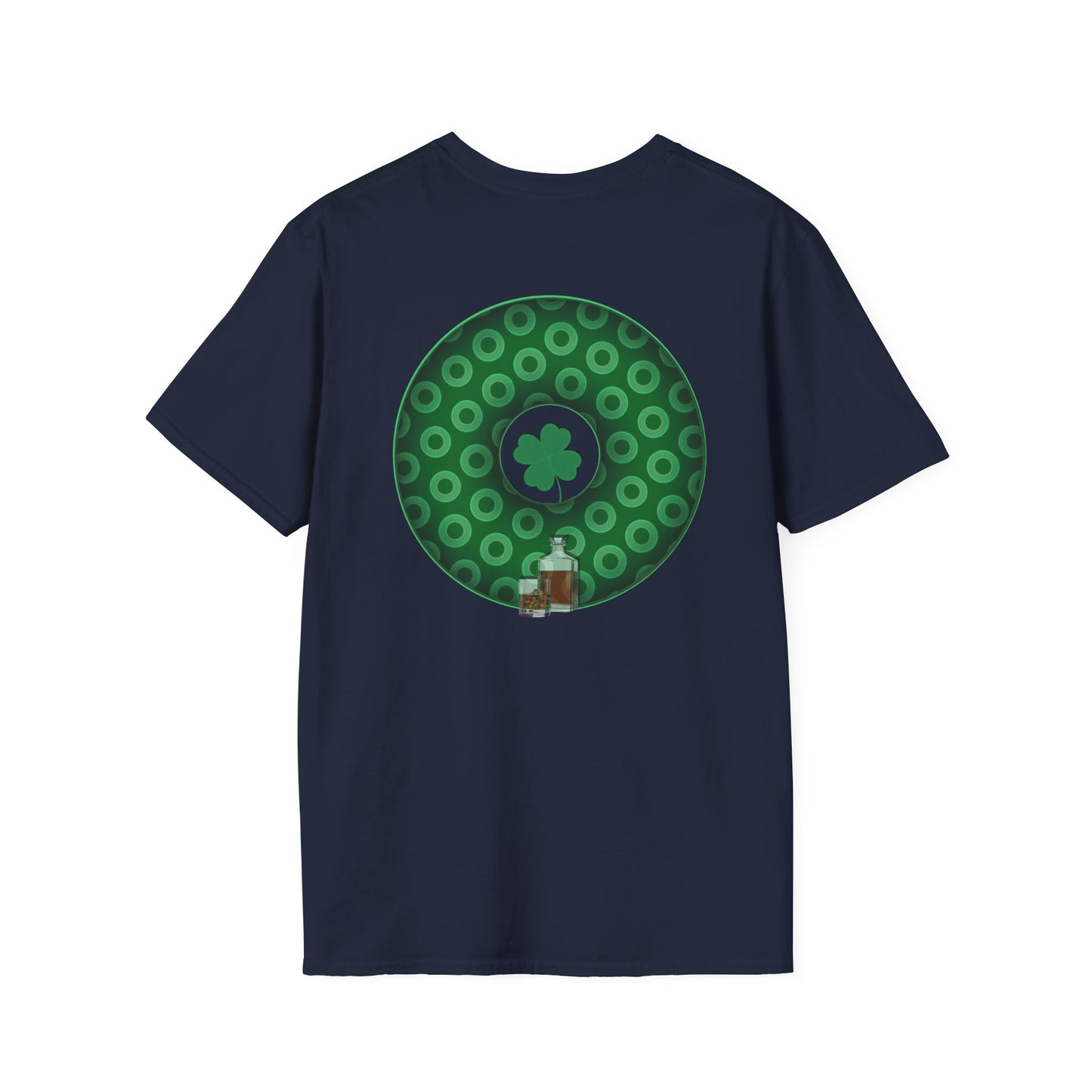 Classic Donut Tee - Unisex Soft-Style - "Patron Saint of Donuts" - St. Patrick's Day Donut - w/whiskey - holiday edition - variant 2