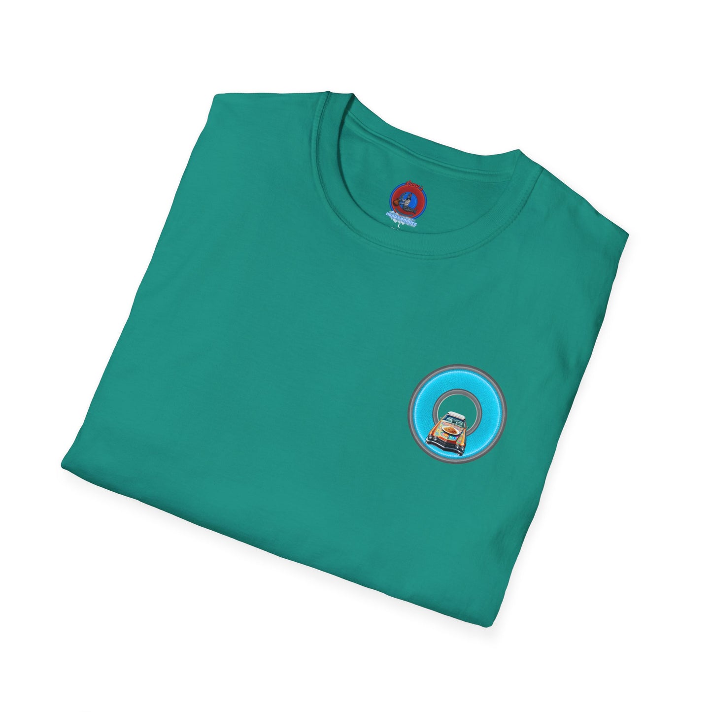 Classic Donut Tee - Unisex Soft-Style - "Cadillac Rainbow Spaghetti Incident" - series 1.0  - variant 3 - blue/gray donut