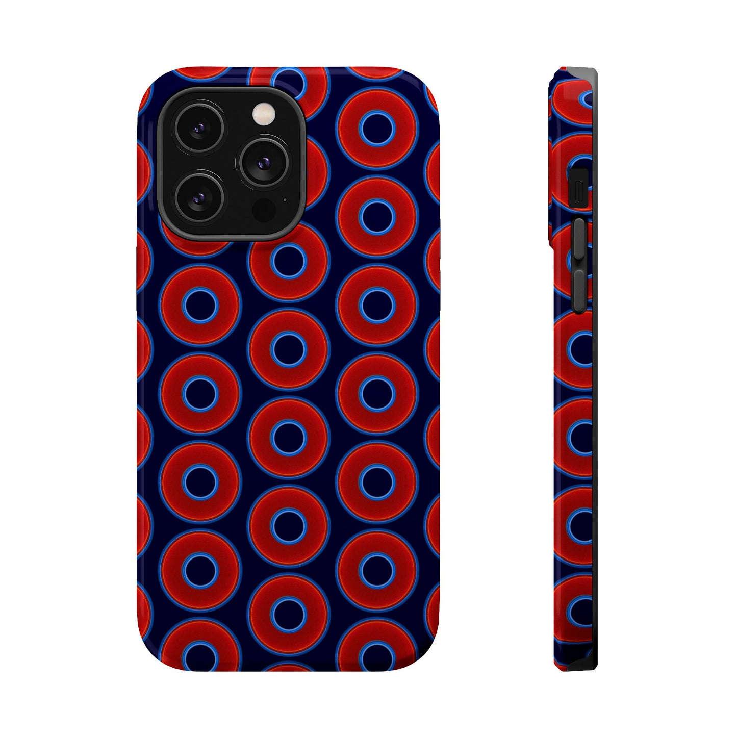 Magnetic Tough Donut Case - red vivid donut print w/midnight blue background
