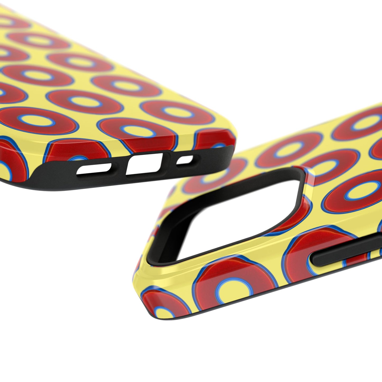 Impact-Resistant Lumpy Donut Case - red vivid donut print w/yellow background