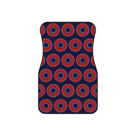 Contacted Car Mats - Set of 2/Front - vivid donut print w/midnight blue background