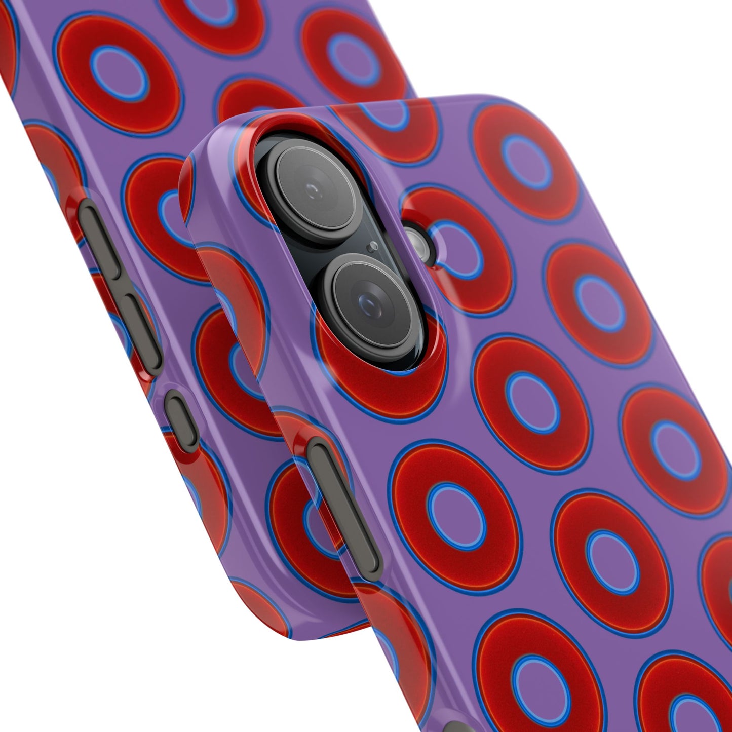 Lumpy Donut Snap Case - red vivid donut print w/light purple background