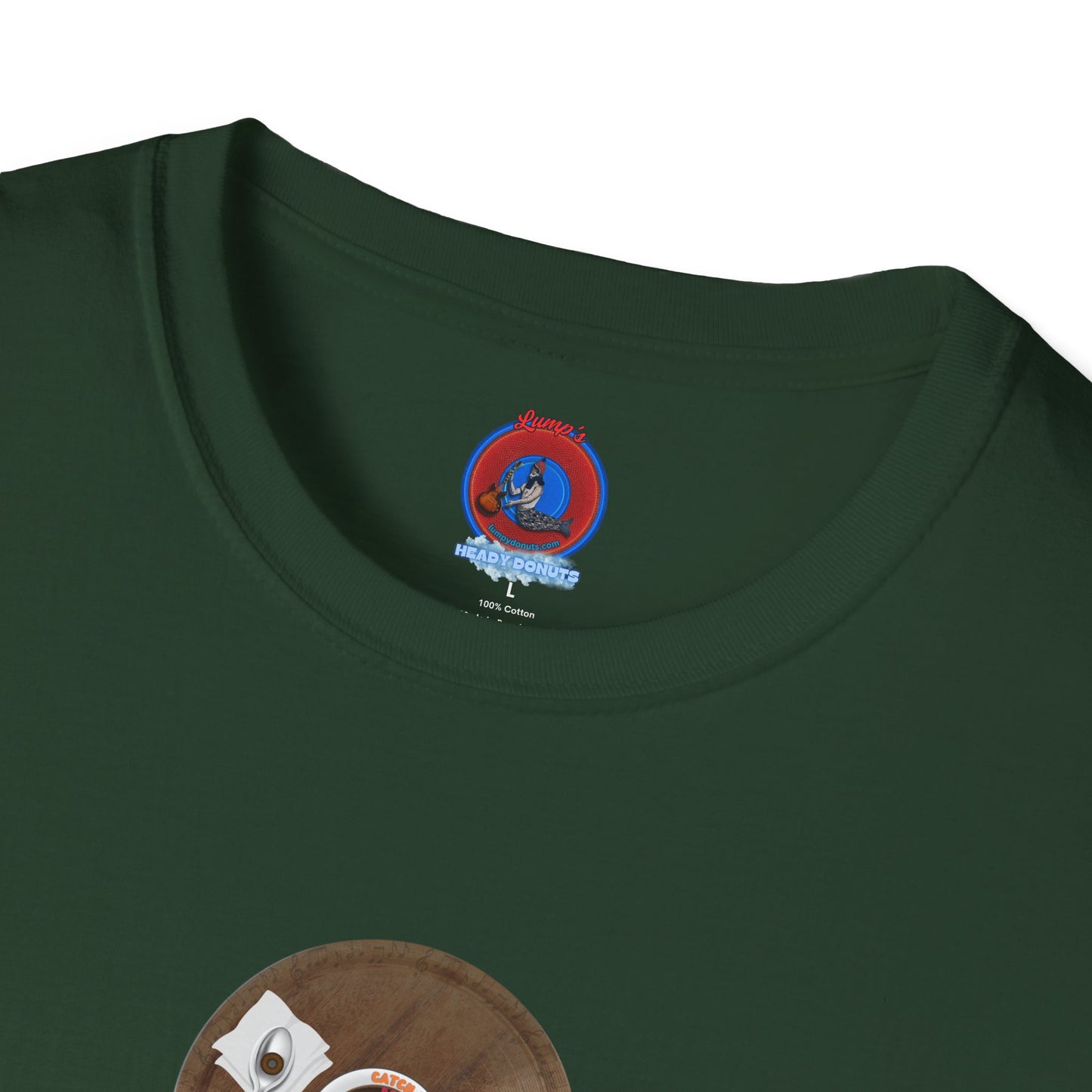 Coffee Traders Tee - Unisex Soft-Style - "Columbia House CDs " - paradoxical donut - variant 1 - coffee front/logo back