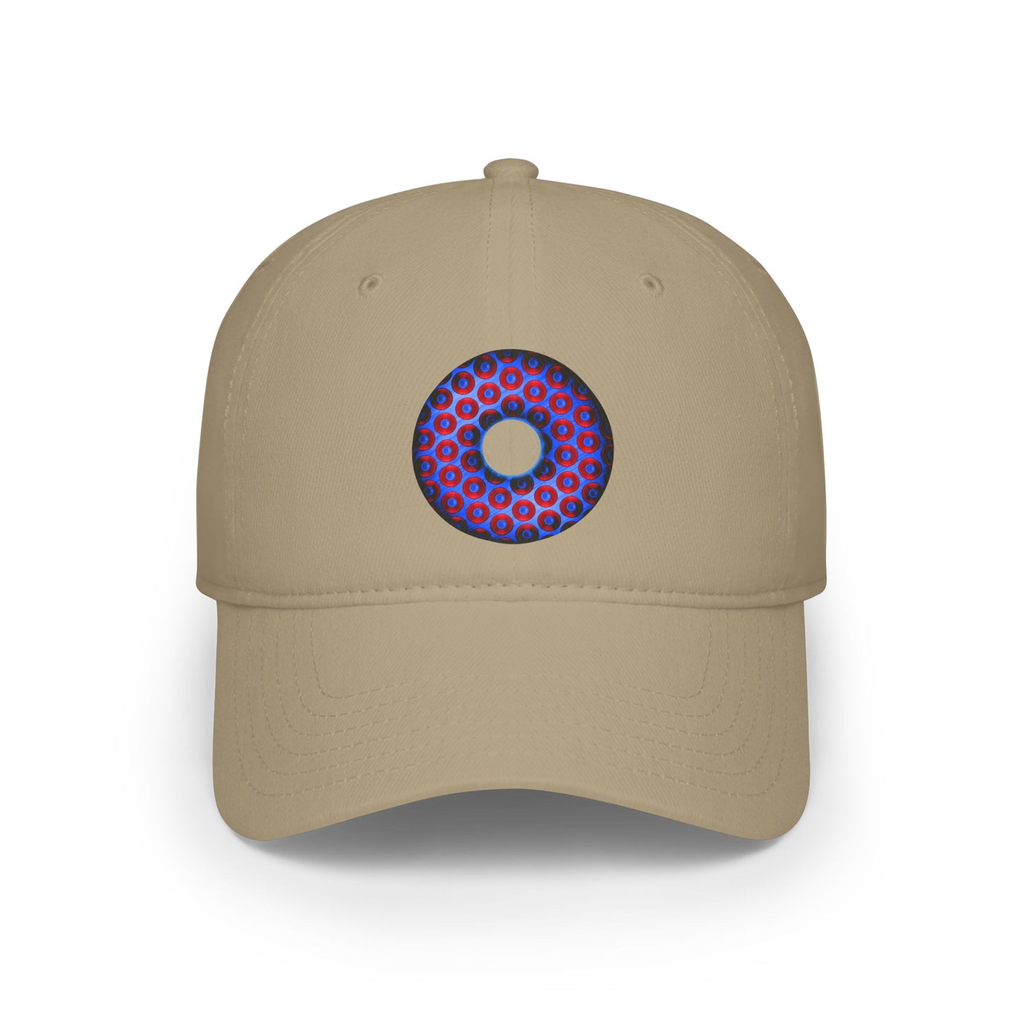 Lumpy Donut Baseball Cap - "Paradoxical Weathered Donut" - variant 2 - red/blue donuts donut w/