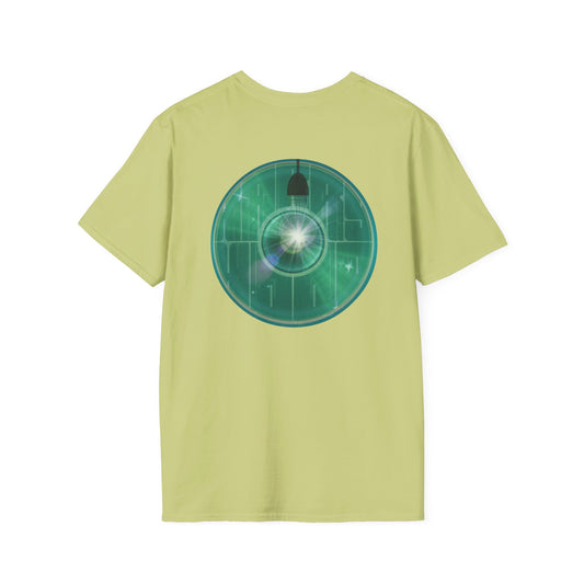 Classic Donut Tee - Unisex Soft-Style - "Harry's Hoodlum Donut" - series 1.0  - variant 4 - lights on/green donut(s)