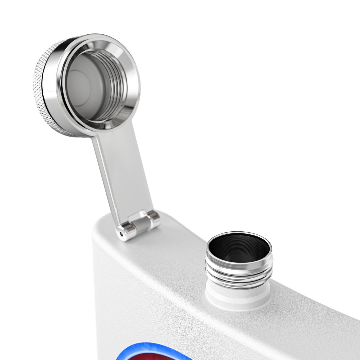 Lump's Donut Flask 6 oz -  "Flask full of Hydrogen" - vivid red donut - [*w/your choice of 6 backgrounds]