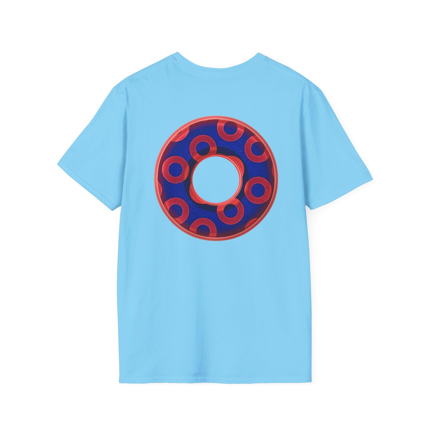 Plain Donuts/Unisex Soft-Style - "Plain Rustic Paradoxical Donuts" - red/ blue donuts