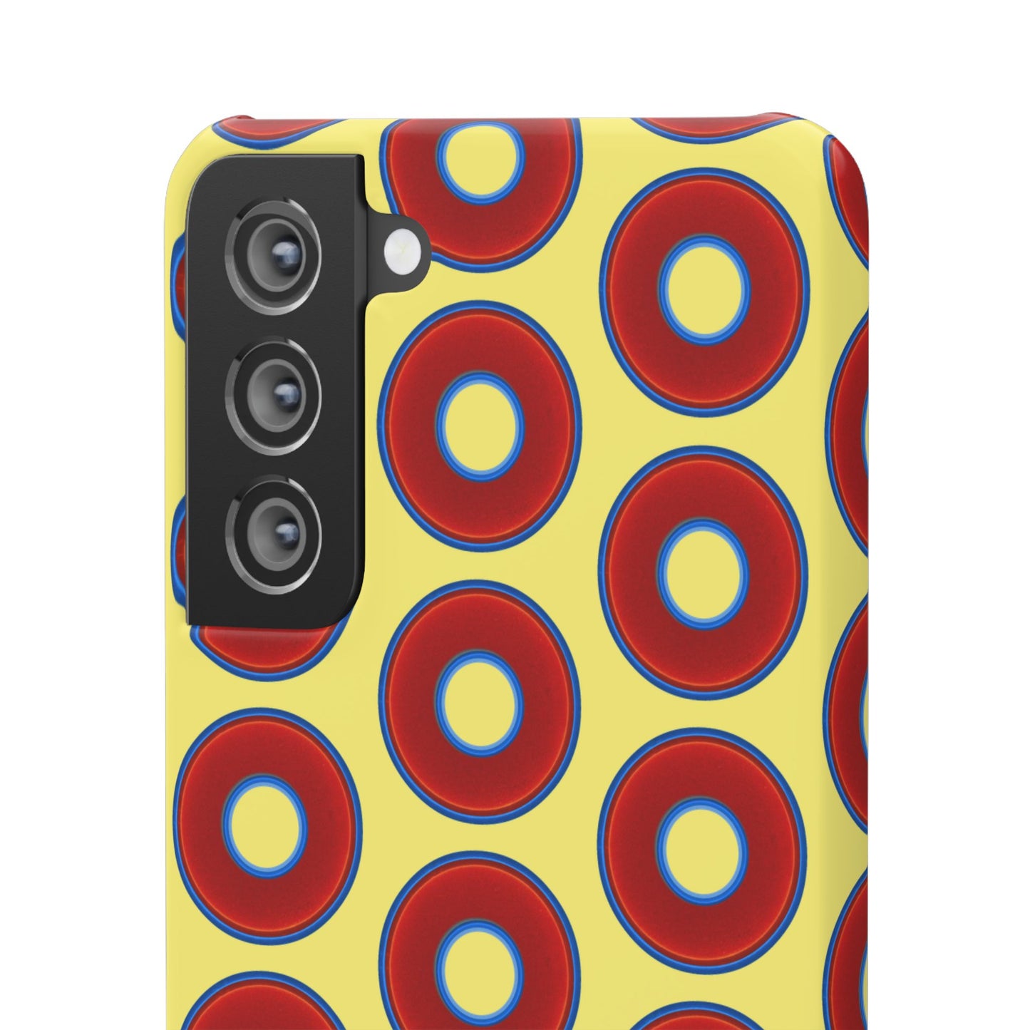 Lumpy Donut Snap Case - red vivid donut print w/yellow background
