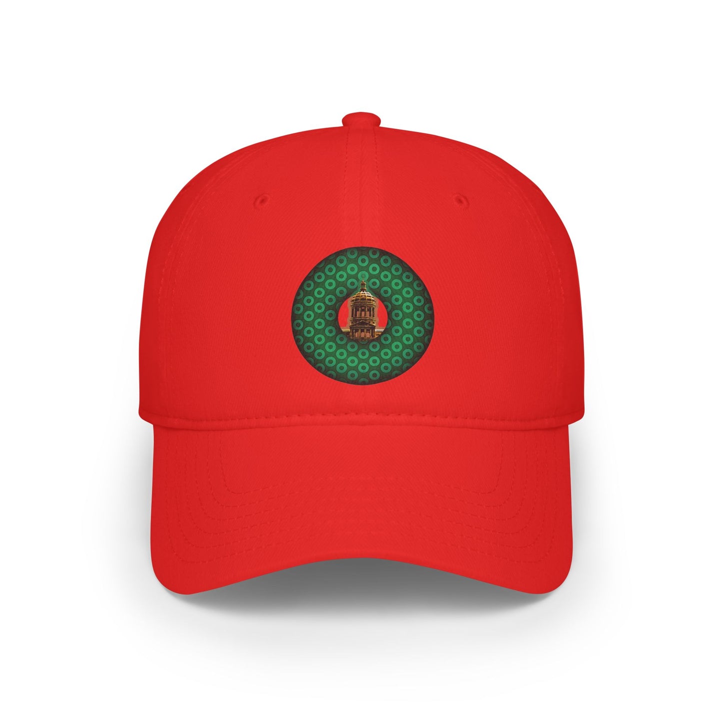Lumpy Donut Baseball Cap - "Save Mondegreen City Hall" - variant 1 - green paradoxical donut w/