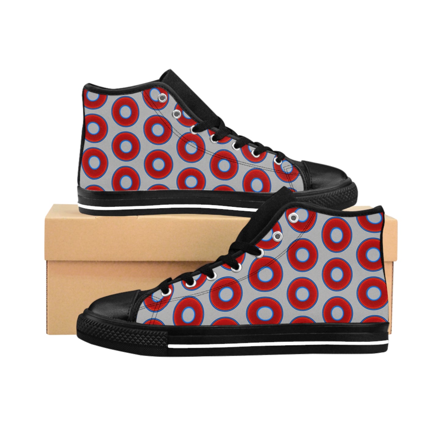 Cushiony Convectors - High Tops - red vivid donuts w/light gray background