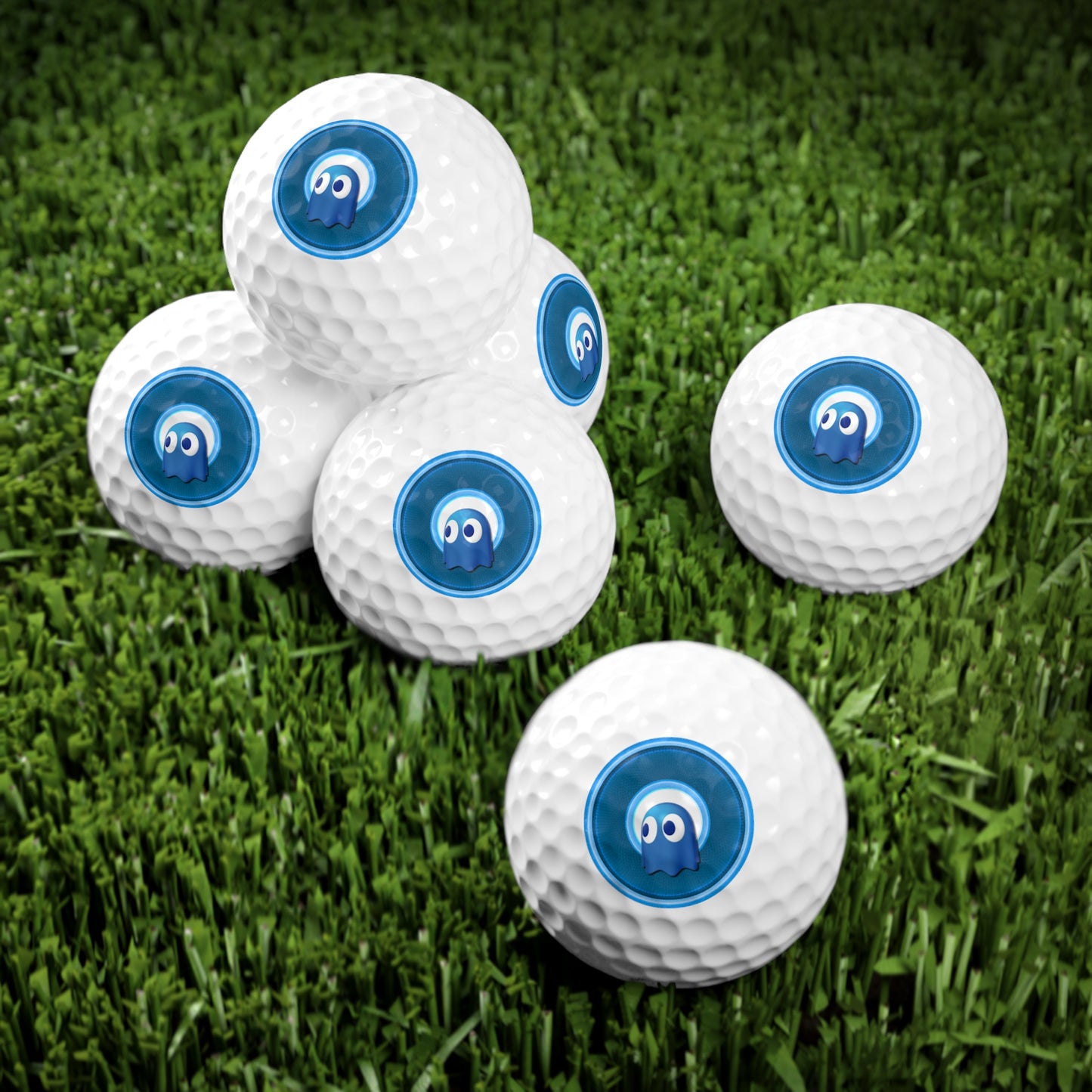 Lumpy Donut Golf Balls - 6-pack - "You Ghosted that Golf Ball" - blue/light blue rustic donut - variant 2