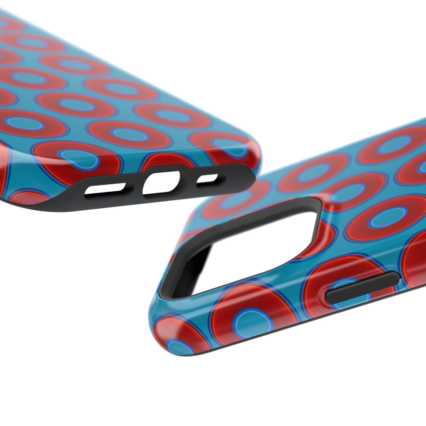 Magnetic Tough Donut Case - red vivid donut print w/aquamarine blue background
