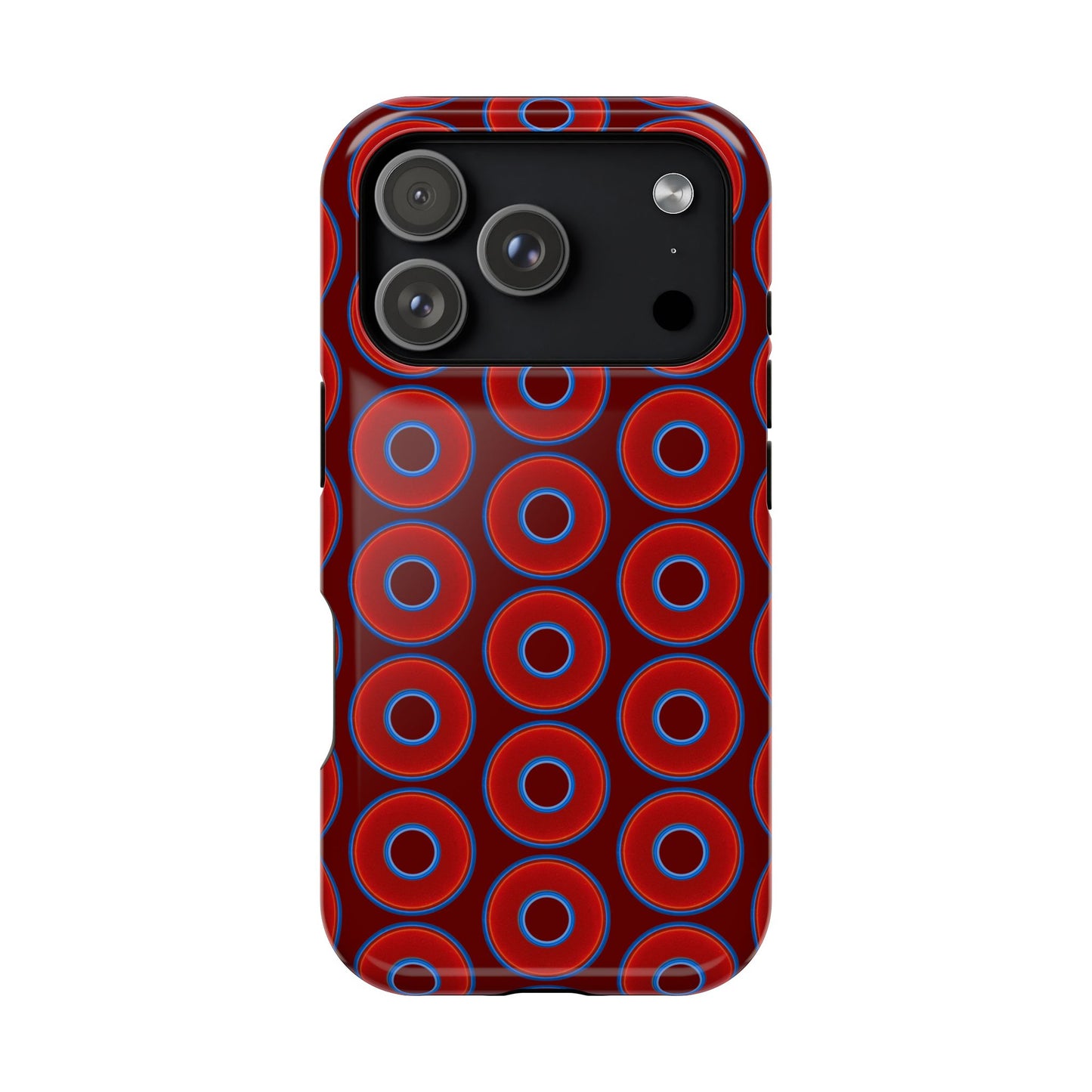 Magnetic Tough Donut Case - red vivid donut print w/dark red background