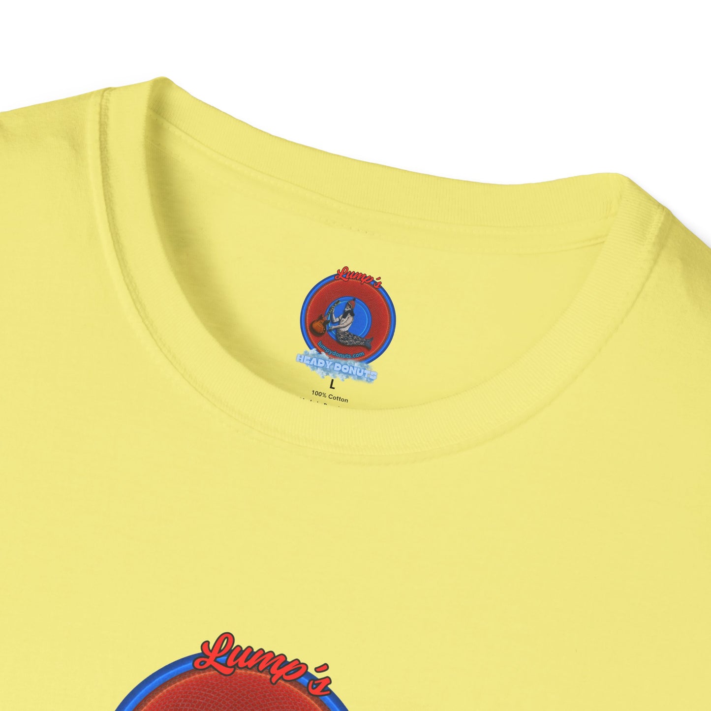 Classic Donut Tee - Unisex Soft-Style - "Lump's Heady Donuts Logo" - series 1.0  - red/blue rustic donut