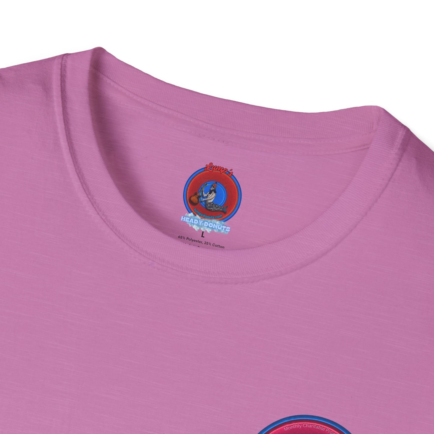 Classic Donut Tee - Unisex Soft-Style - "The 5.55% Donut" - vivid magenta donut - [*charitable print - 5.55% of profit to General Fund]