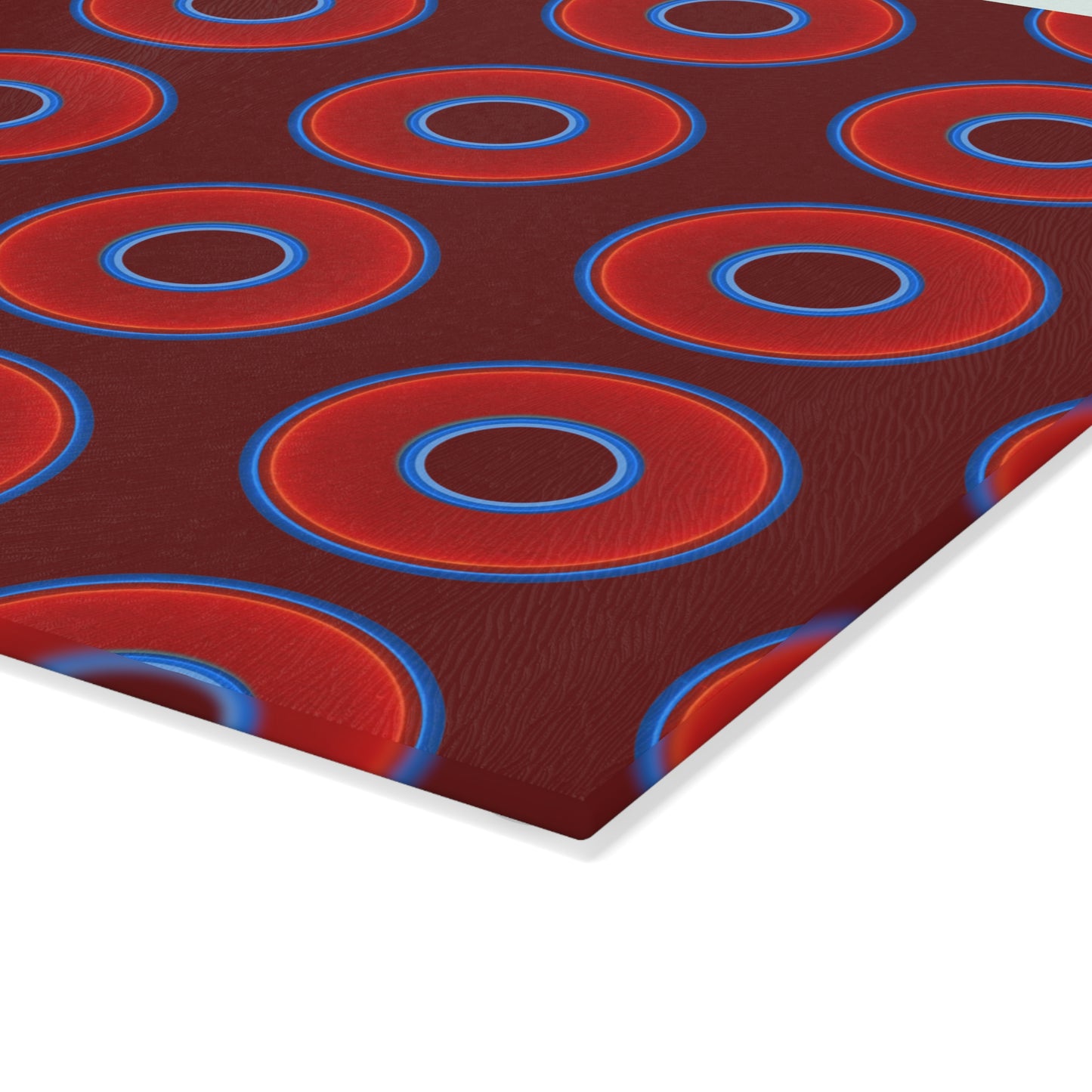 My Friend's Cutting Board - vivid red donuts w/dark red background