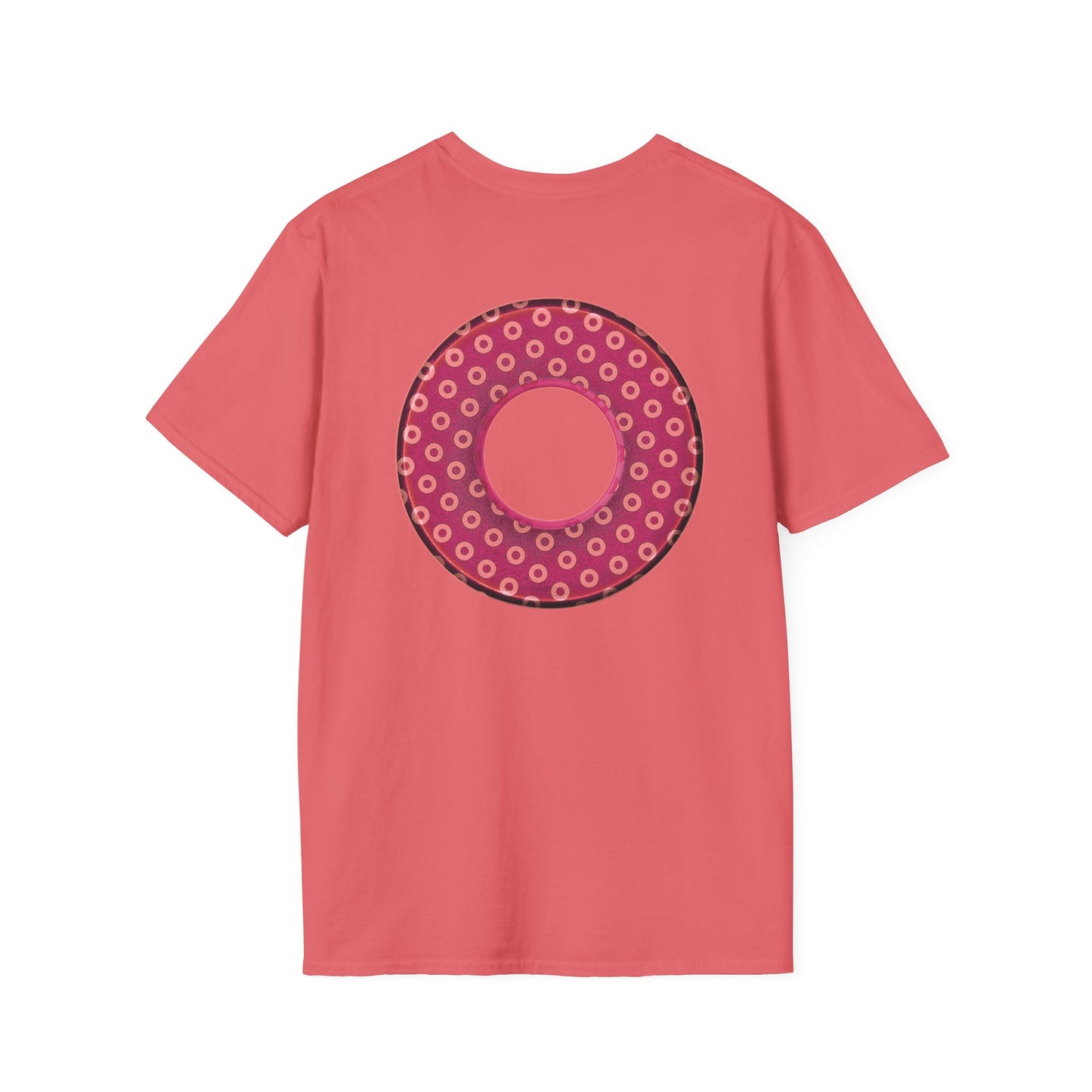 Plain Donuts/Unisex Soft-Style - "Plain Electric Paradoxical Donuts" - dark magenta/coral donuts