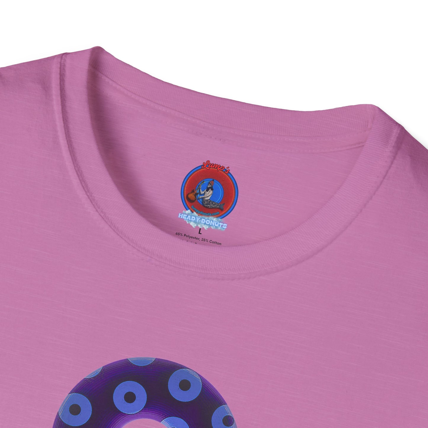 Plain Donuts/Unisex Soft-Style - "Plain Blimpy Paradoxical Donuts" - dark purple/Carolina blue donuts