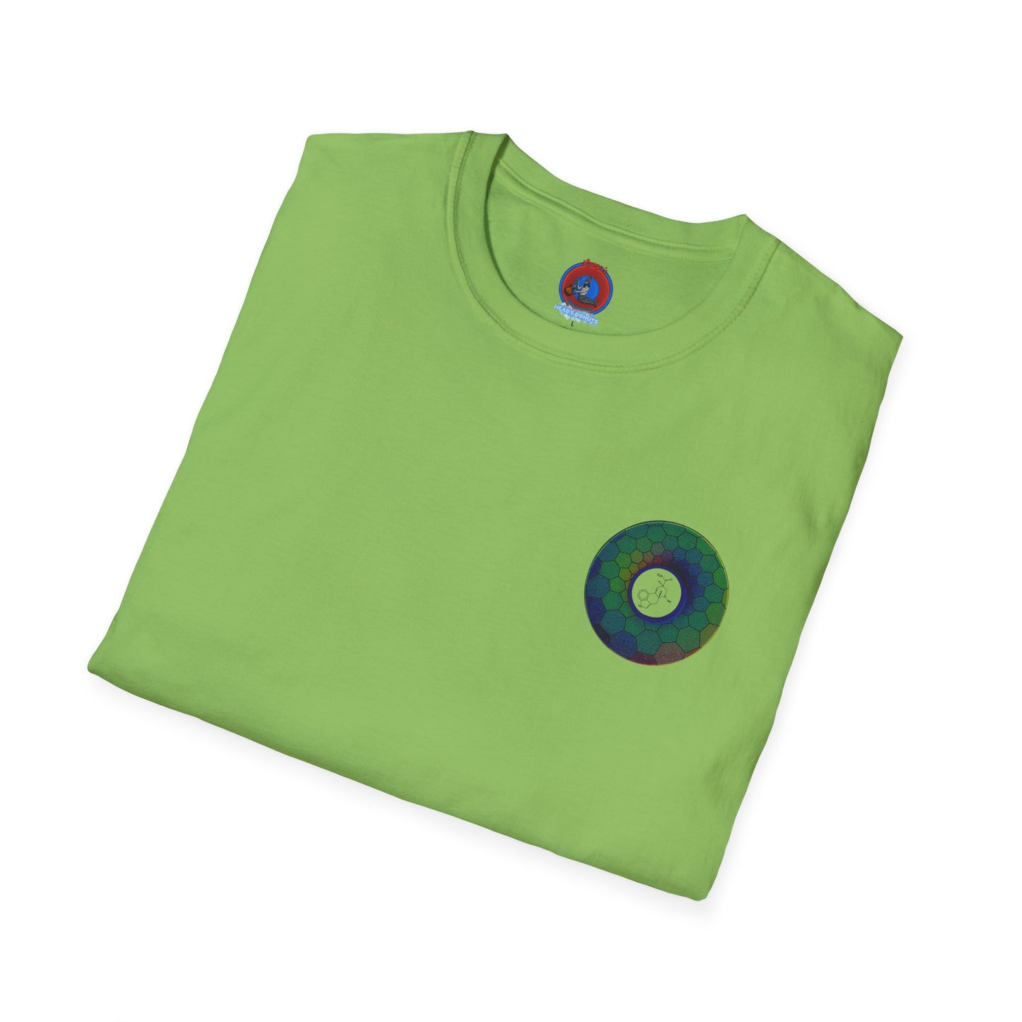 Classic Donut Tee - Unisex Soft-Style - "Dr. Albert Hofmann's Favorite Donut" - series 1.0  - variant 1 - green hexadonut