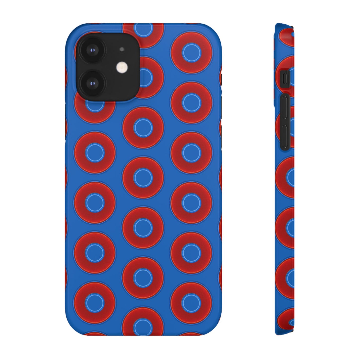 Lumpy Donut Snap Case - red vivid donut print w/dark royal background