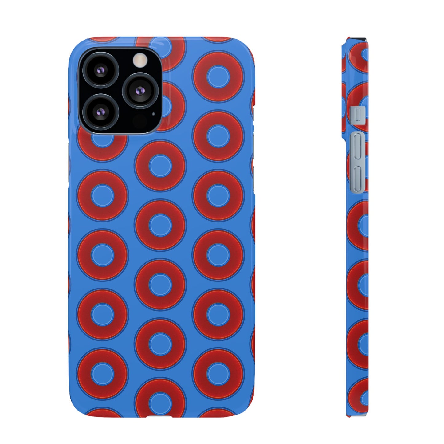 Lumpy Donut Snap Case - red vivid donut print w/light royal blue background