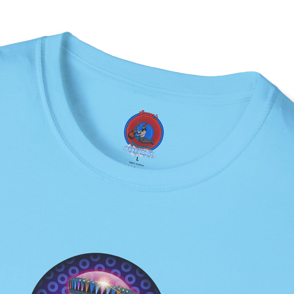 Classic Donut Tee - Unisex Soft-Style - "Donuts now Served on the Mothership" - series 1.0  - variant 5  - purple/violet paradoxical donut