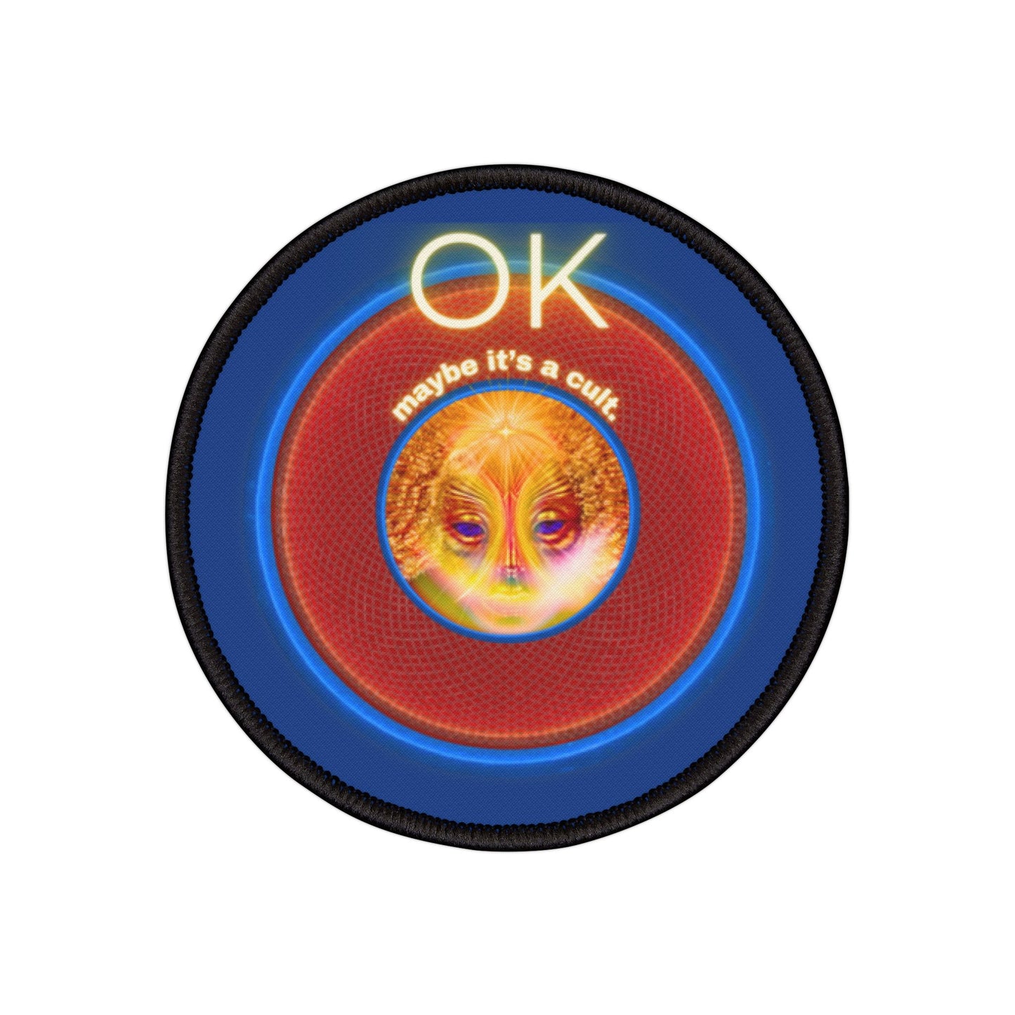 Iron-On Donut Patch - "Pillowy Donut Patch" - rustic red donut - variant 3