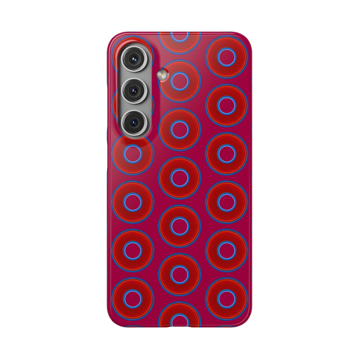 Lumpy Donut Snap Case - red vivid donut print w/dark magenta background