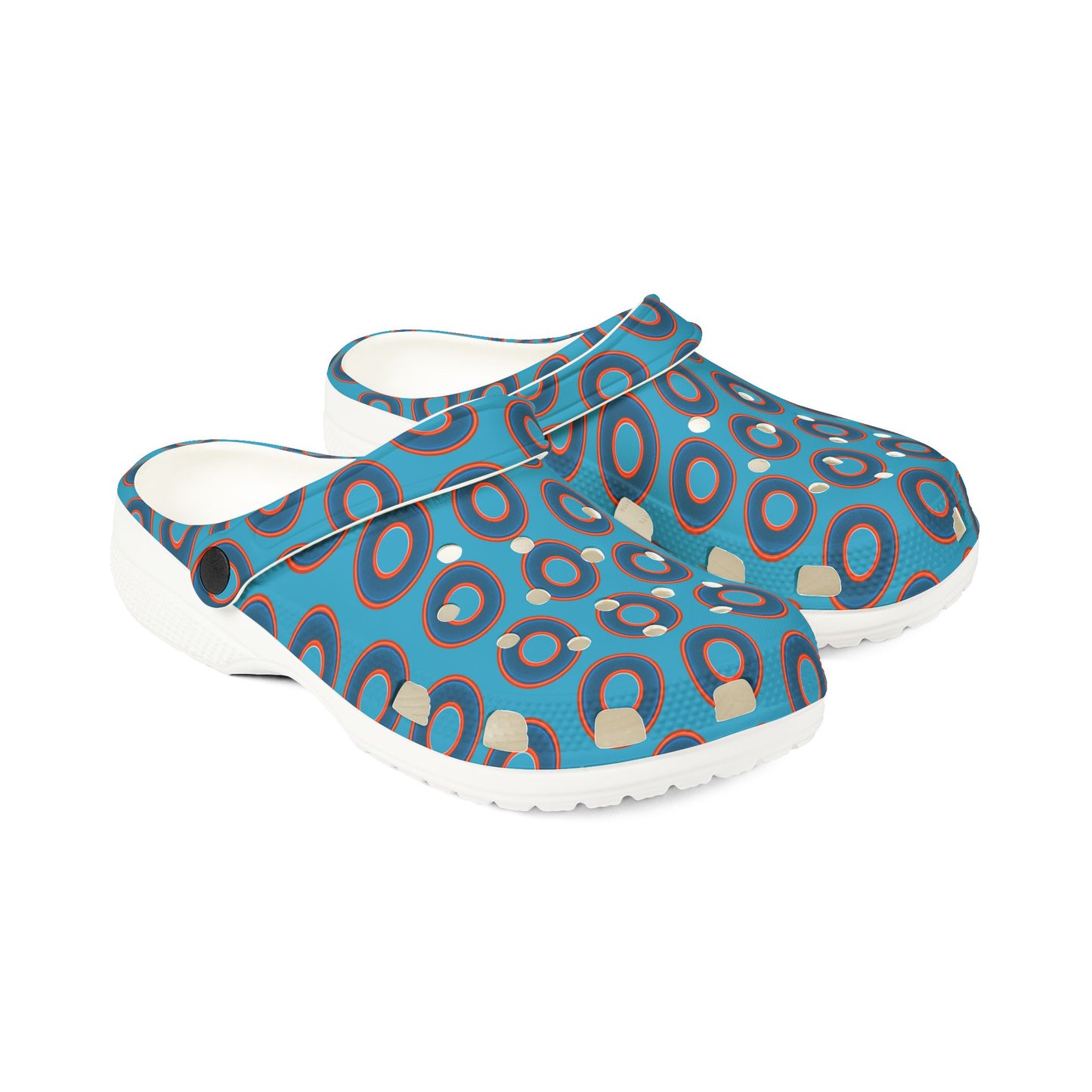 Spatchcocks - donut slip-on shoes - blue rustic donuts w/turquoise background [unisex]
