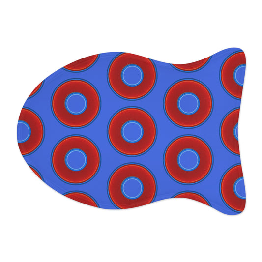 Wendy's Lumpy Pet Feed Mat - vivid red donuts w/royal blue background