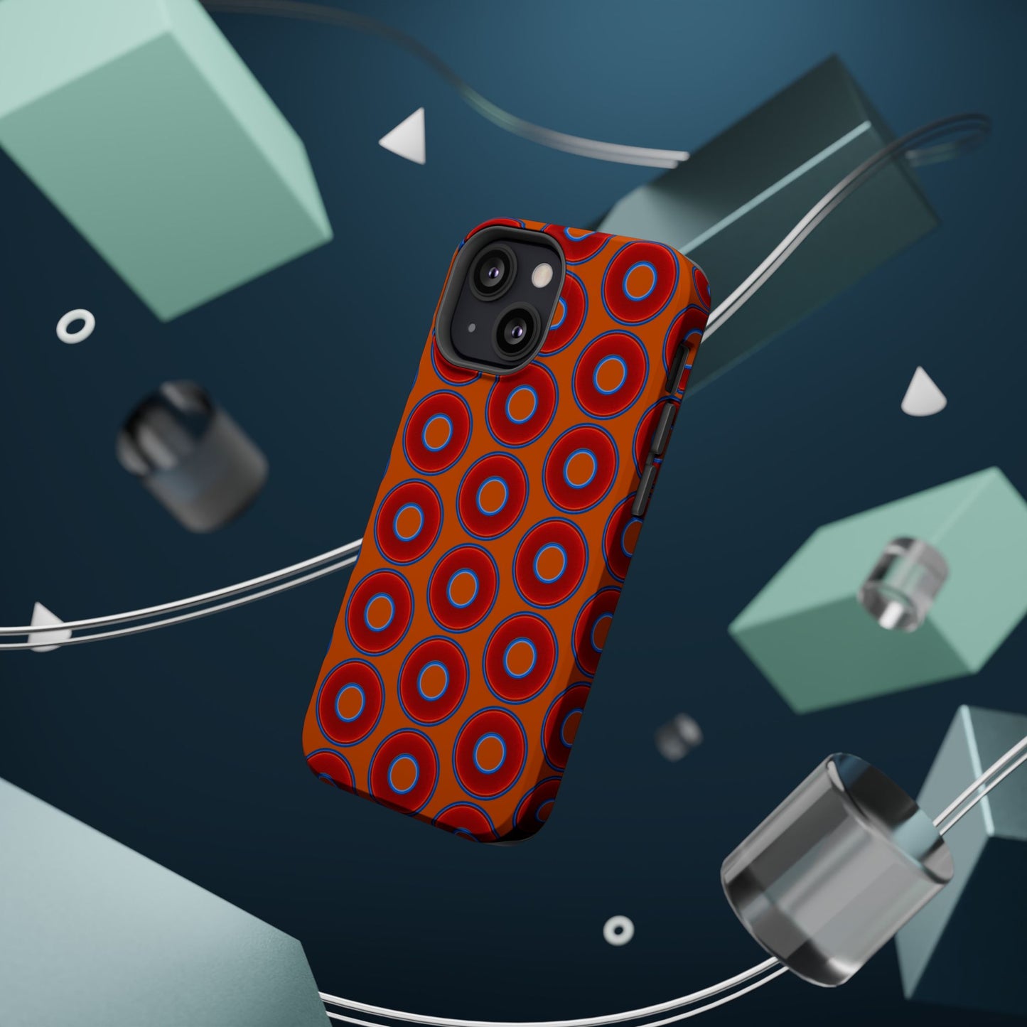 Magnetic Tough Donut Case - red vivid donut print w/dark orange background