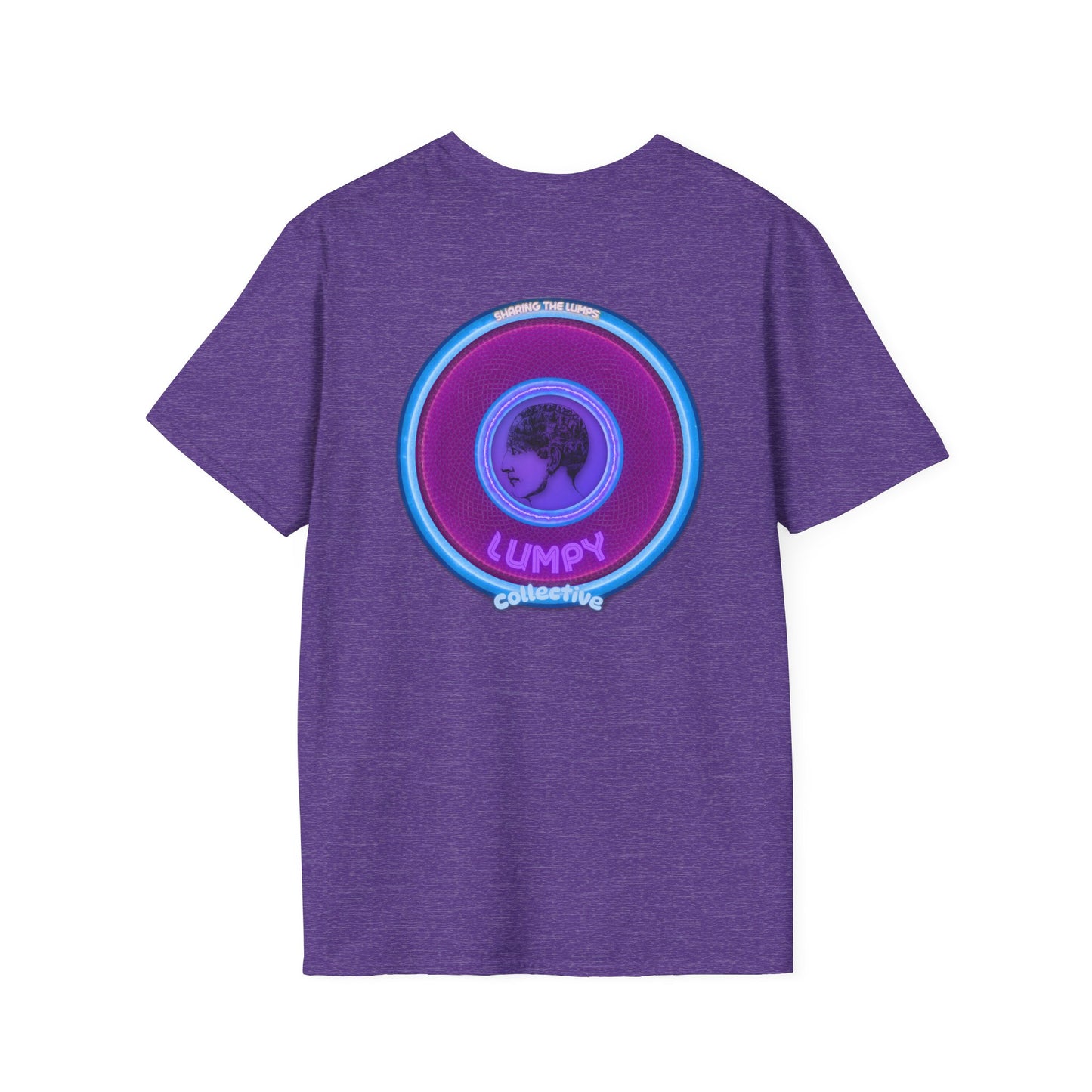 Classic Donut Tee - Unisex Soft-Style - "Lumpy Collective Donut" - rustic purple/light blue lumpy donut - variant 2