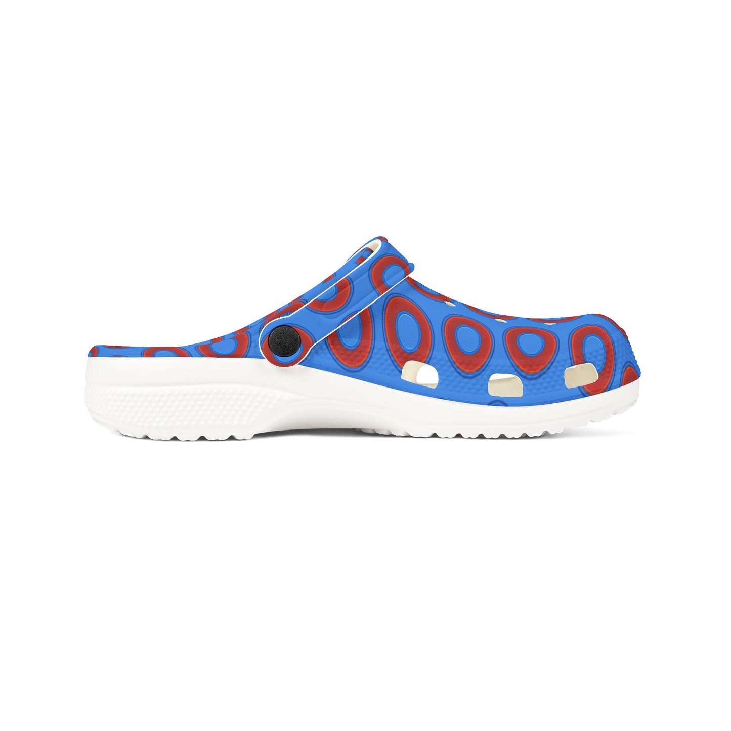 Spatchcocks - donut slip-on shoes - red rustic donuts w/light royal blue background [unisex]