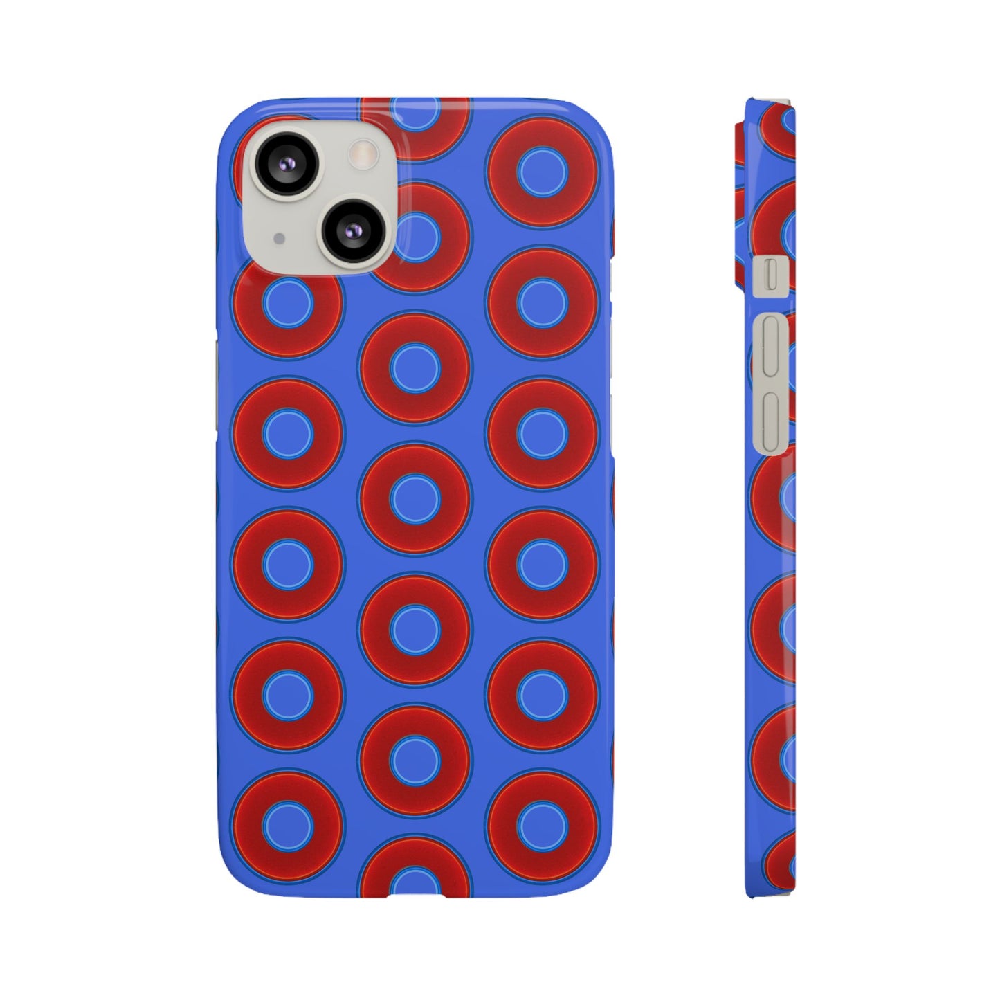 Lumpy Donut Snap Case - red vivid donut print w/royal blue background