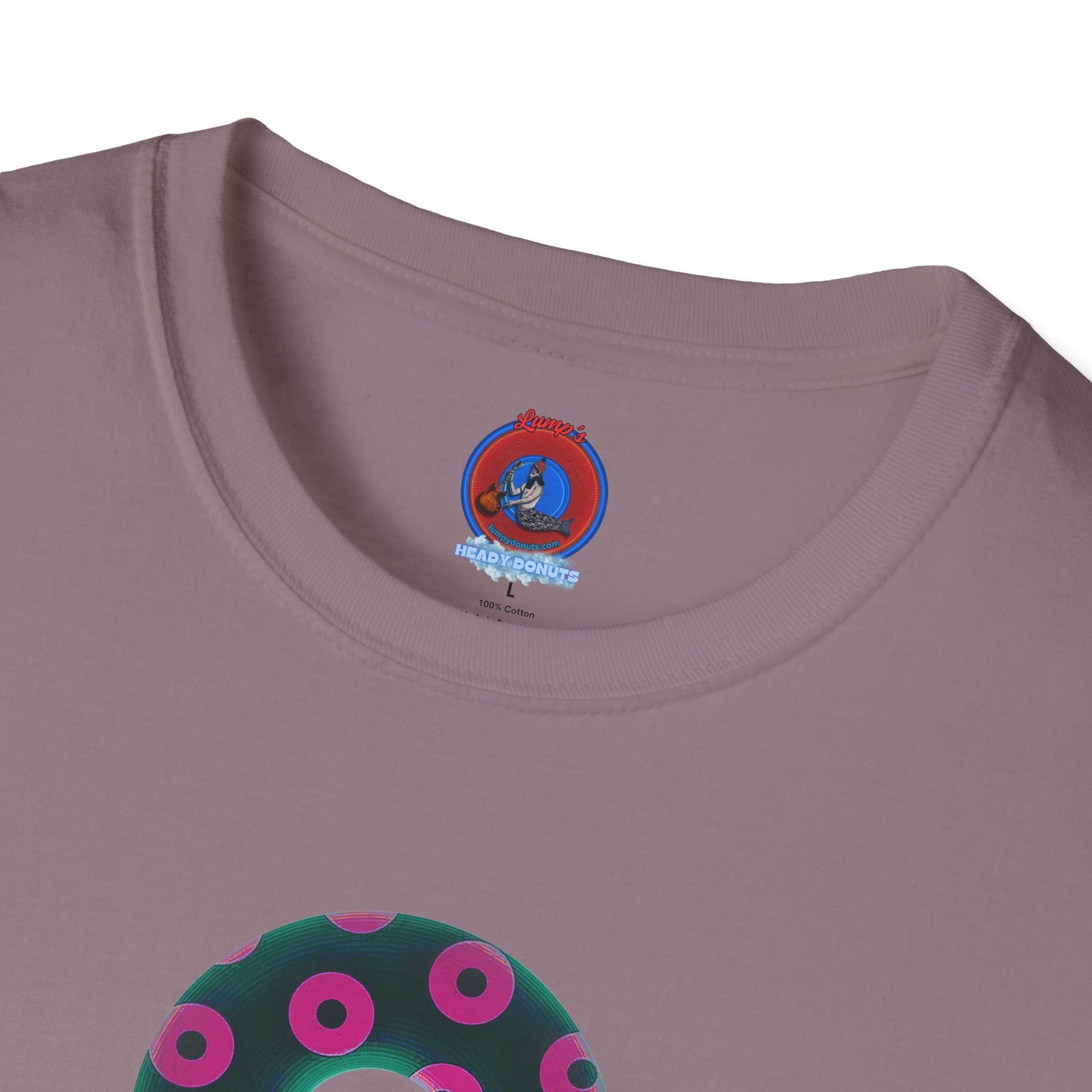 Plain Donuts/Unisex Soft-Style - "Plain Blimpy Paradoxical Donuts" - dark green/magenta donuts