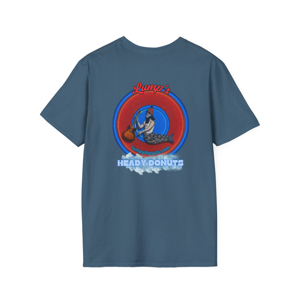 Classic Donut Tee - Unisex Soft-Style - "Lump's Heady Donuts Logo" - series 1.0  - red/blue rustic donut