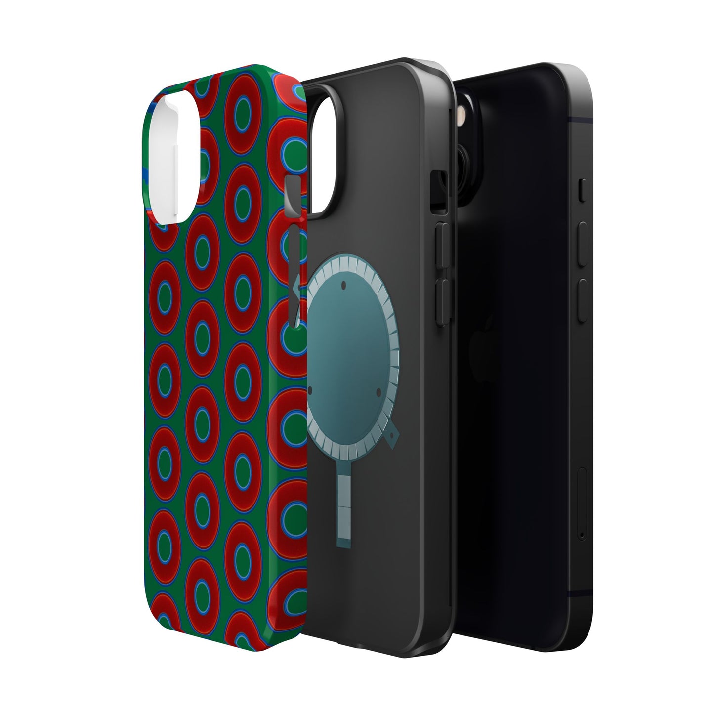 Magnetic Tough Donut Case - red vivid donut print w/green background