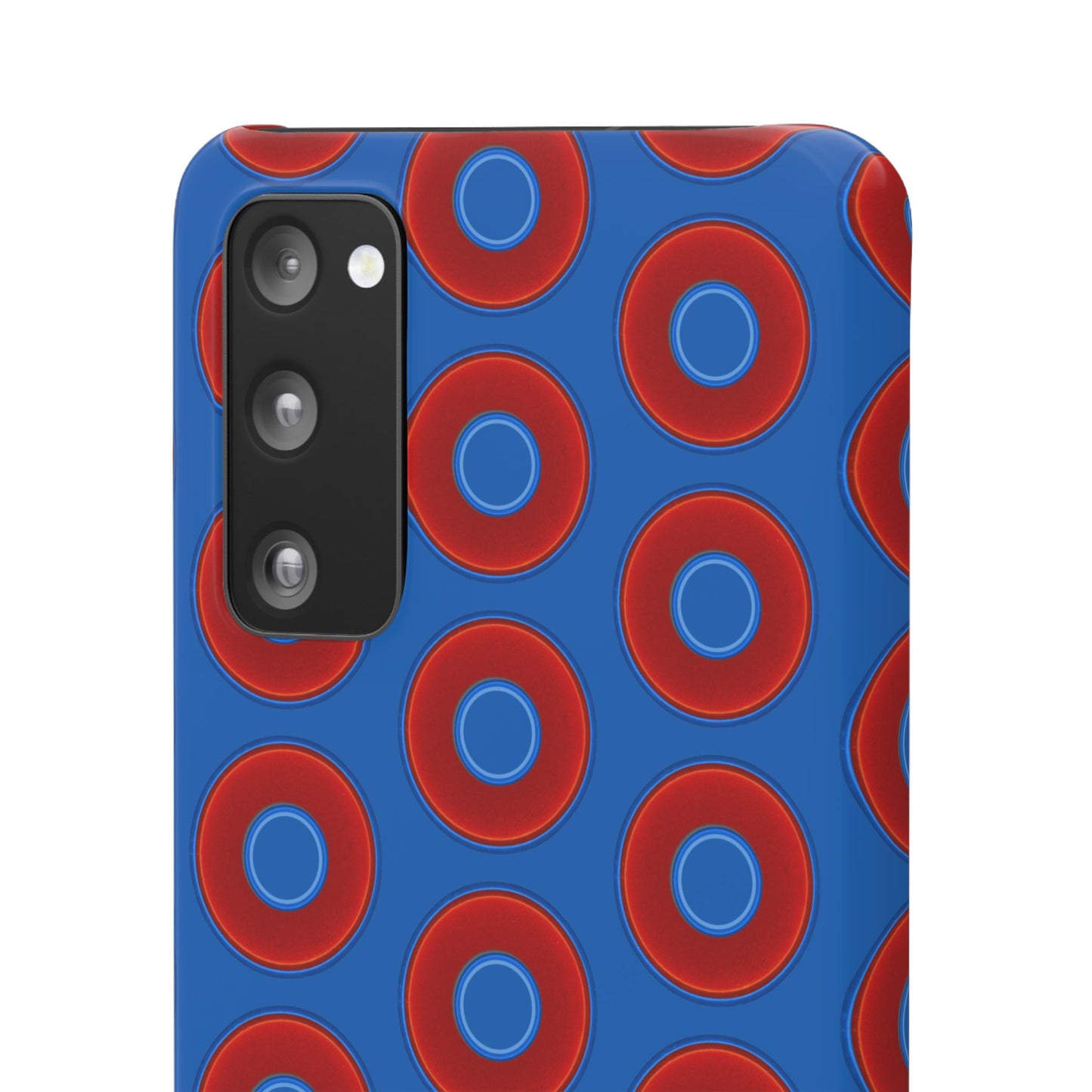 Lumpy Donut Snap Case - red vivid donut print w/dark royal background