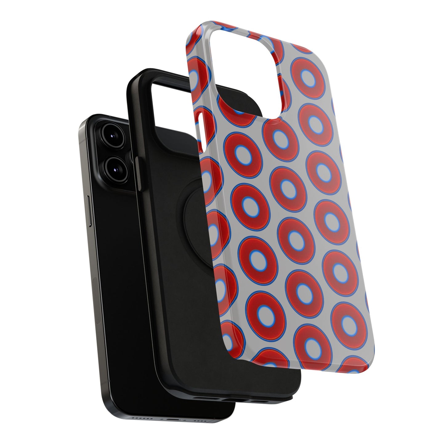 Impact-Resistant Lumpy Donut Case - red vivid donut print w/light gray background