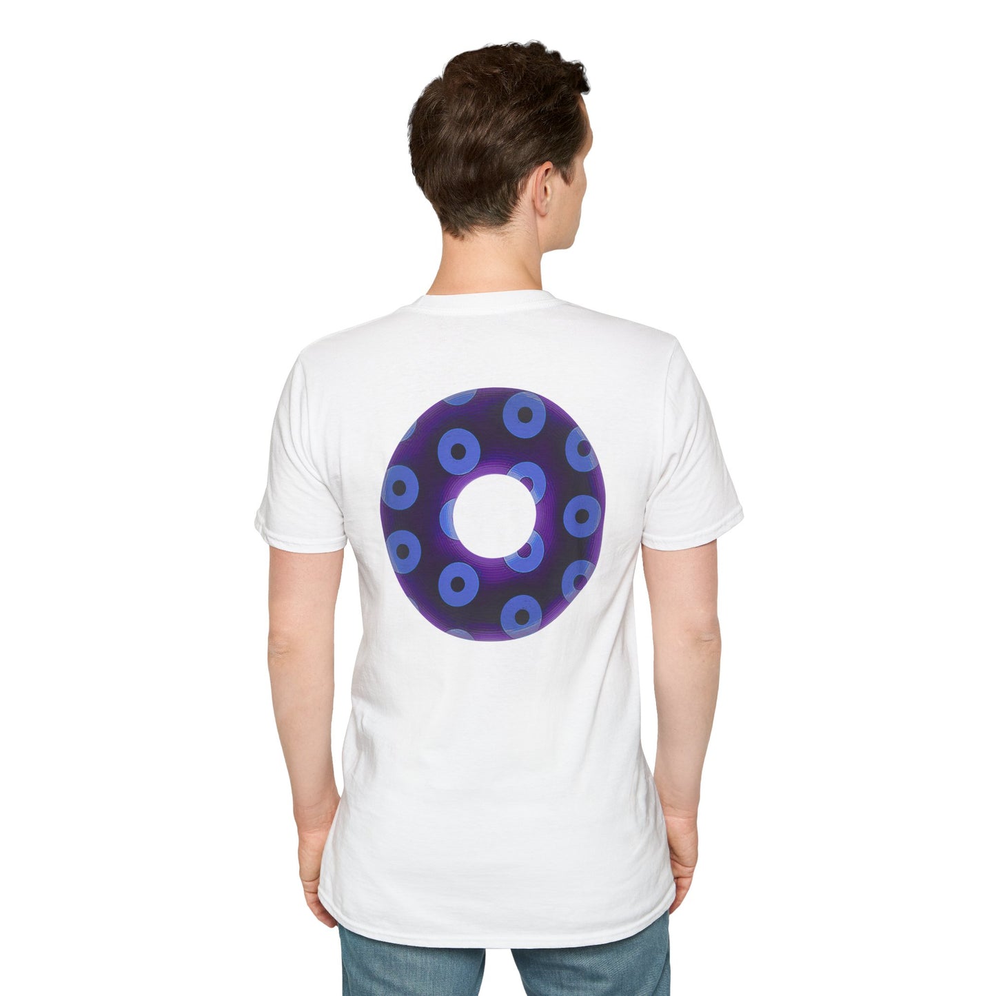 Plain Donuts/Unisex Soft-Style - "Plain Blimpy Paradoxical Donuts" - dark purple/Carolina blue donuts