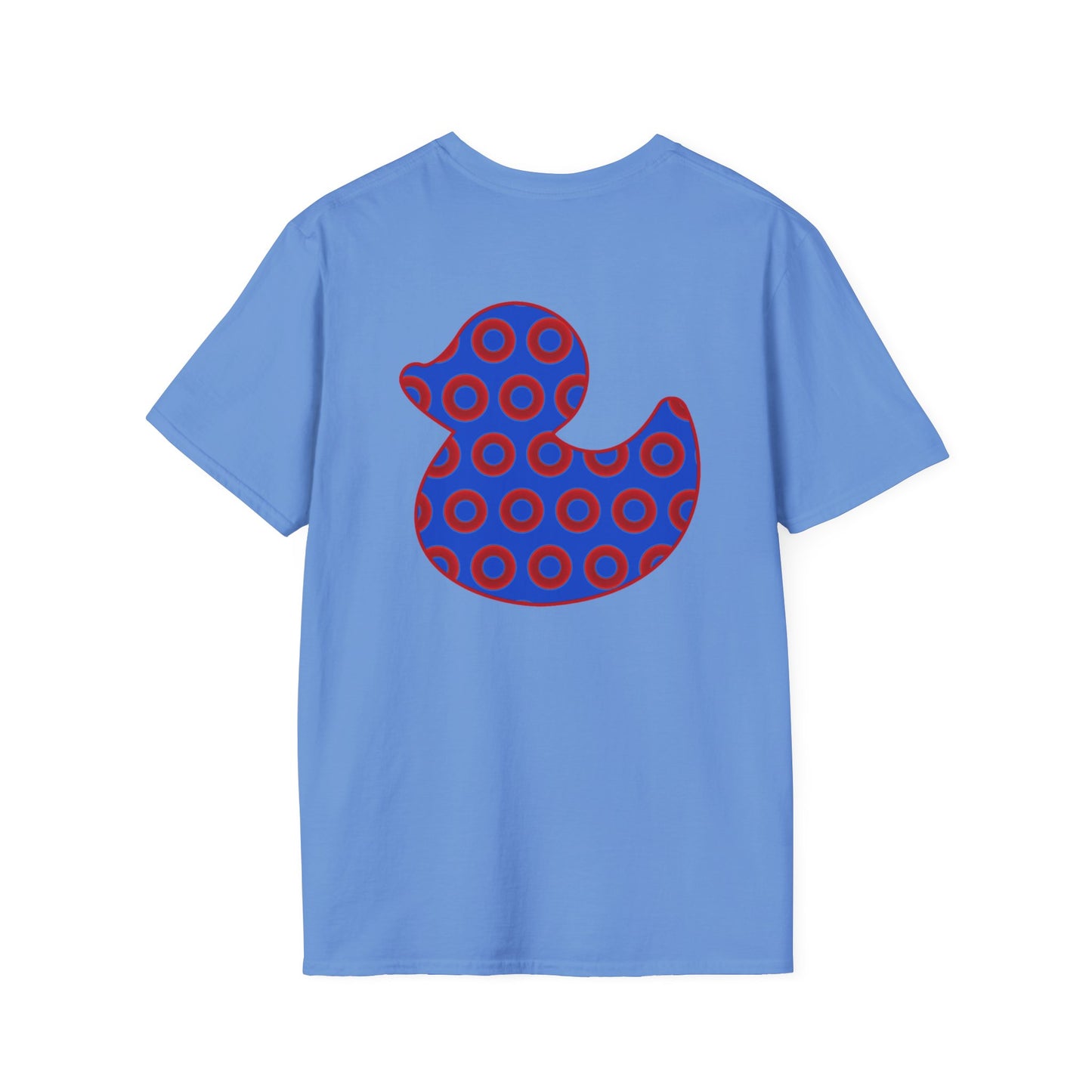 Classic Donut Tee - Unisex Soft-Style - "Rubber Ducky Bath Time Donut" - vivid red/blue donut pattern - variant 3